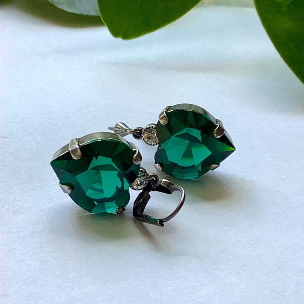 Green Heart Earrings